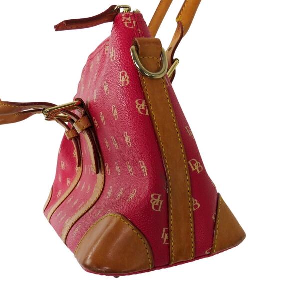 Vintage Dooney & Bourke Berry Pink Leather Domed Satchel Shoulder Bag Purse - Picture 7 of 12